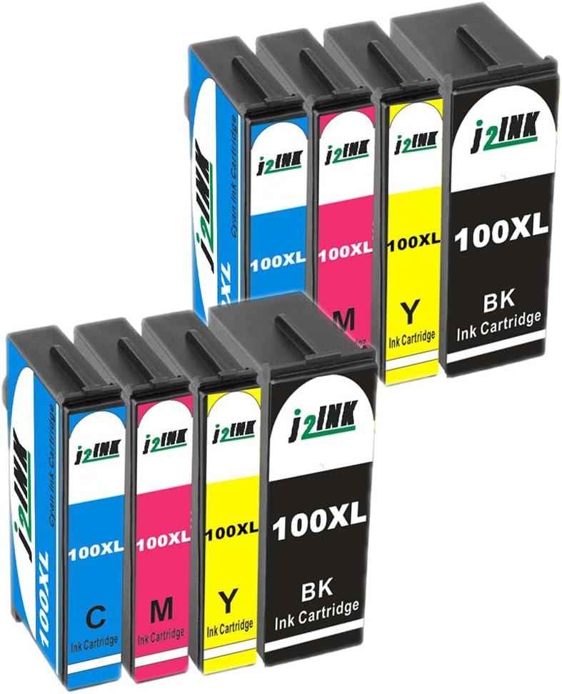 J2INK 8 Pack Compatible Ink Cartridge for Lexmark 100XL 14N1068E 14N1069E 14N1070E 14N1071E High Yield