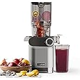 Cold Press Juicer, 200W Masticating Slow Juicer 4.3" Large Feed Chute Fit Whole Fruits Vegetables | Upgraded Auger | Tritan Material | BPA Free | Juice Recipes (Silver US)