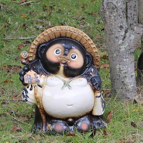 まるいち本店 信楽焼 13号開運狸 カバ オブジェ