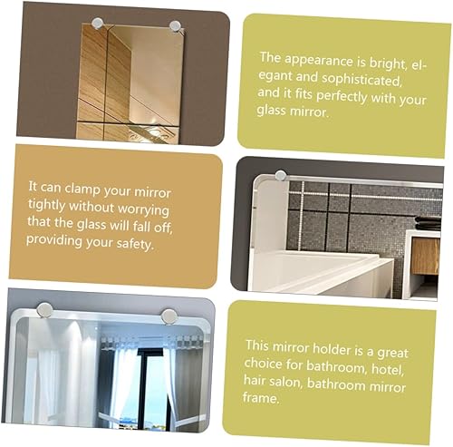 Miniatura 4 de Uonlytech 4 unids Espejo Hebilla Espejo sin marco Soporte de vidrio Espejo de vidrio Clips de espejo de vidrio sin marco Soporte de estante de