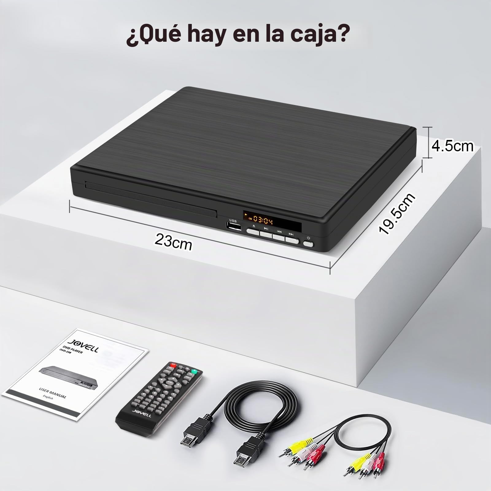 Reproductor DVD Multizona para TV | JOVELL Reproductor DVD Compacto para Hogar con Salida Coaxial, HDMI y RCA | Lector DVDs/CD con Entrada USB para Todas Las Regiones y Multiformato (No BLU-Ray)