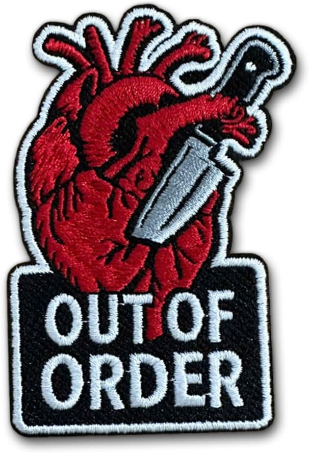 Out of Order Heart Embroidered Patch, Anatomical Heart with Knife Patch, Funny Patch Embroidered Iron-On, Gothic Punk Embroidery Patches – DIY Accessories for Jackets Backpacks Hats Shirts Jeans