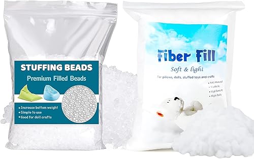 Relleno de poliéster de 1.76 oz, 7.05 onzas de cuentas de relleno de alta calidad, relleno para animales de peluche, relleno de fibra de pelusa de