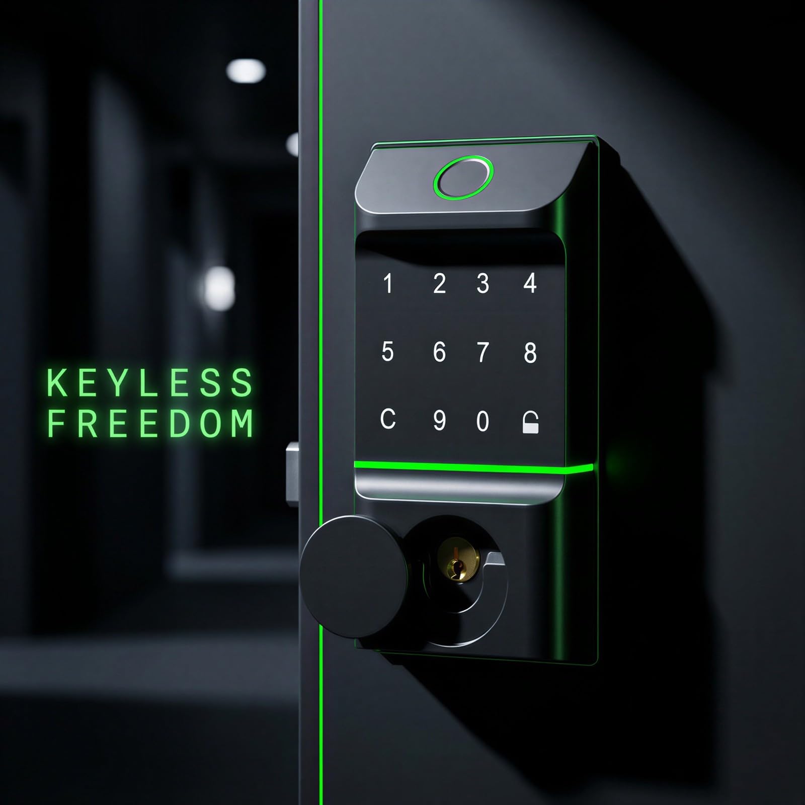 Cerradura inteligente, cerradura de puerta de entrada sin llave 5 en 1 con control de aplicación, cerradura inteligente con teclado digital, 2 llaveros y llaves, cerradura de aleación de aluminio para