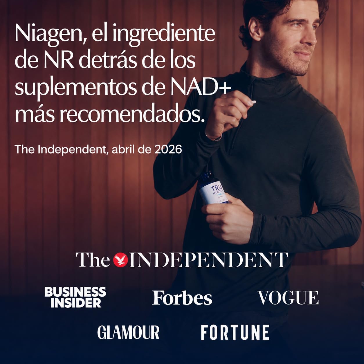 TRU NIAGEN Suplemento NAD+ 300 mg x 30 Cápsulas, 1 al día, 1 mes, 1 frasco | Clínicamente estudiado; Niagen NR contribuye a reducir el cansancio y la fatiga y a generar NAD+