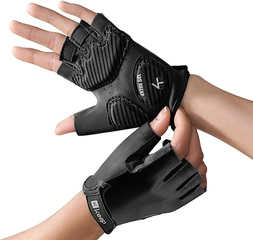 KEEP Guantes de entrenamiento para mujeres y hombres, guantes sin dedos para levantamiento de pesas, ciclismo, entrenamiento, fitness, dominadas,