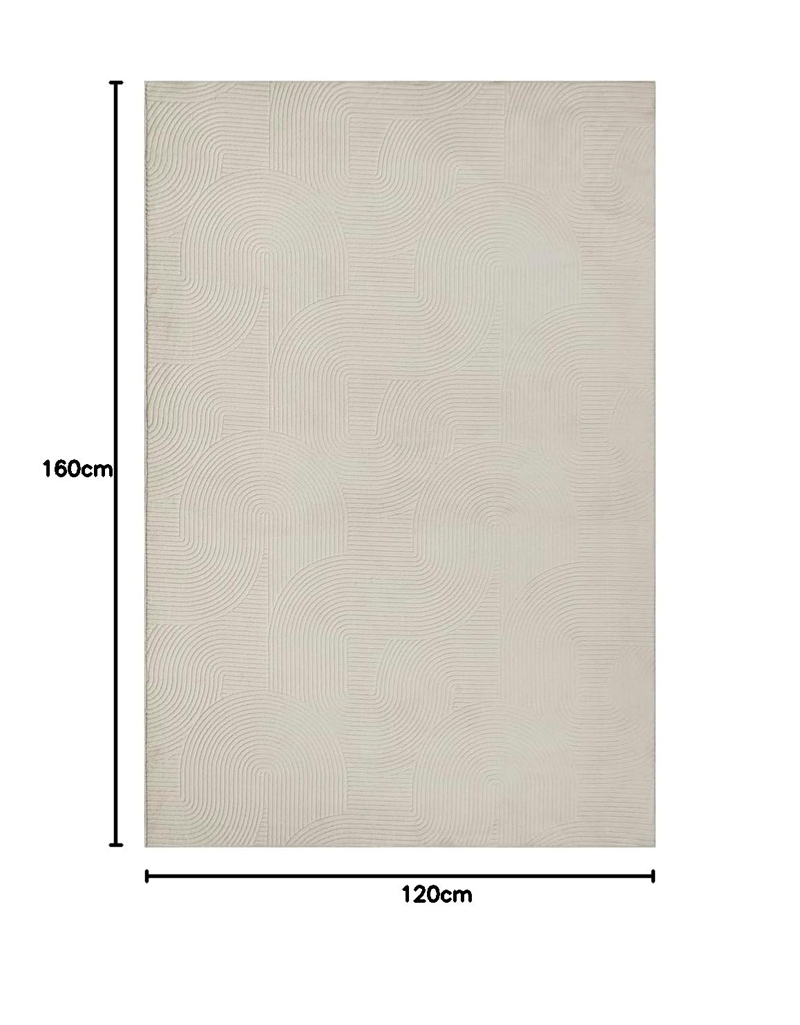 Mia’s Teppiche Rosy – Tapis 3D élégant avec Dos antidérapant, Doux, antiglisse et Facile d’Entretien, Crème, 120 x 160 cm