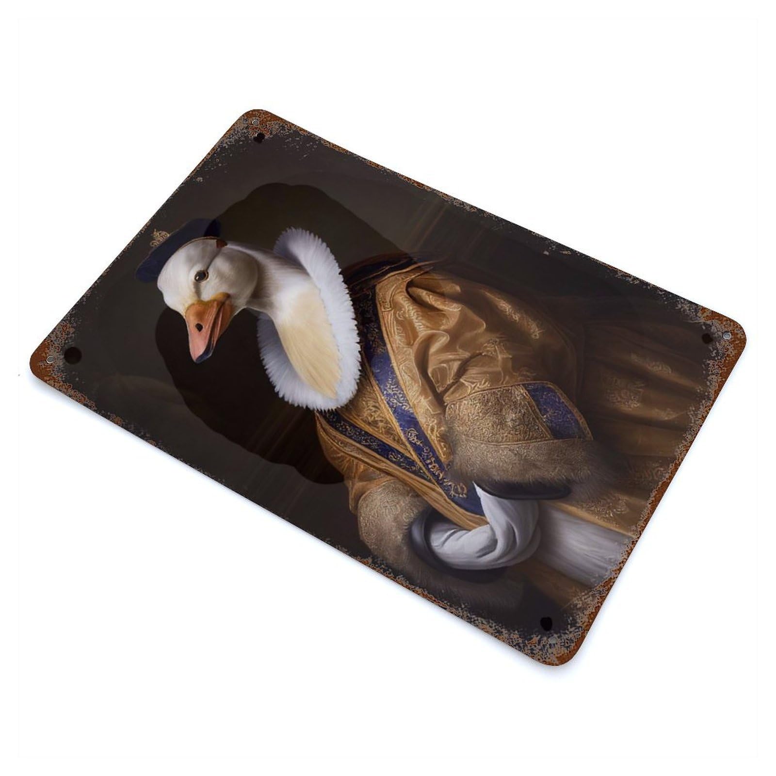 Rust Effect Funny Duck Rusty Metal Tin Sign 11.8"x7.9", Old School Wall Decor for Farmhouse, Kitchen And Entryway Decor