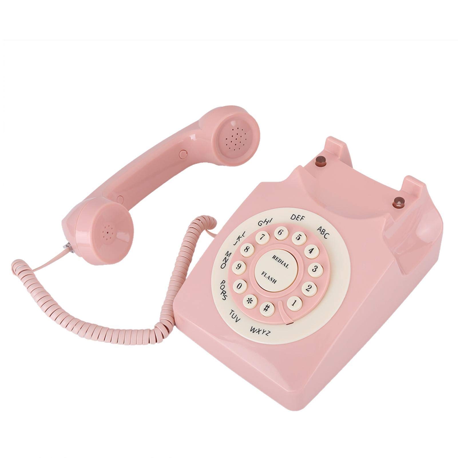 Teléfono Antiguo clásico Teléfono Fijo Retro de Estilo Antiguo para Escritorio en casa Decoración de Oficina Rosa