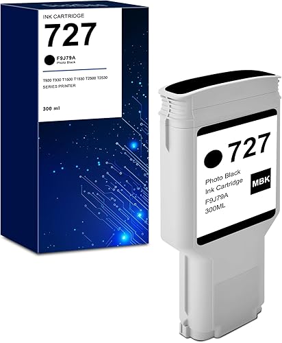 727  F9J79A  Cartucho de tinta negro fotográfico de 10.1 fl oz, compatible con impresora HP T920 T930 T1500 T1530 T2500 T2530 Series (paquete de 1)