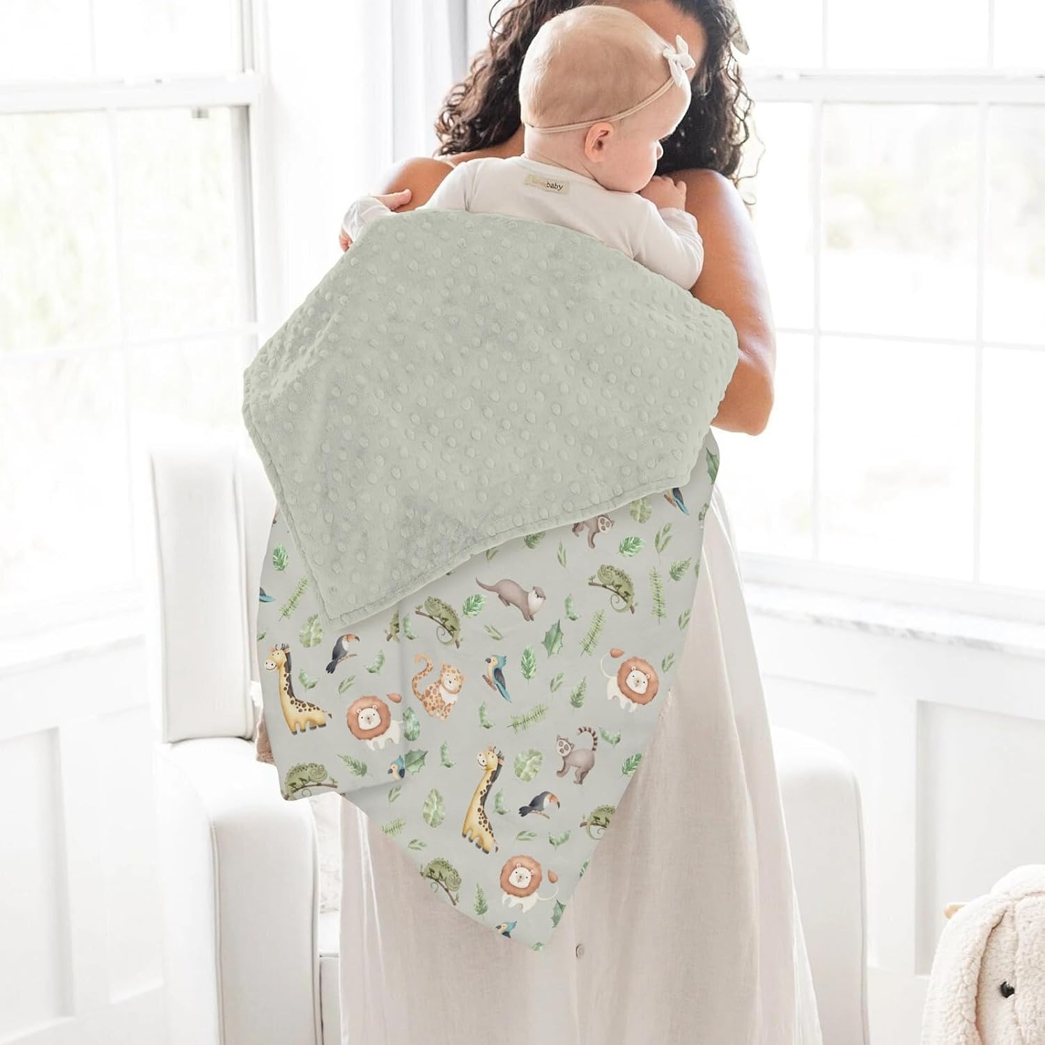 Watercolor Brazilian Animals Baby Blankets for Girl Boy Jungle Animal Tropical Leaves Soft Mink Dotted Backing Double Layer Swaddle Blanket Lion Leopard Bird Bed Throws for Newborn Toddler Crib 30x40