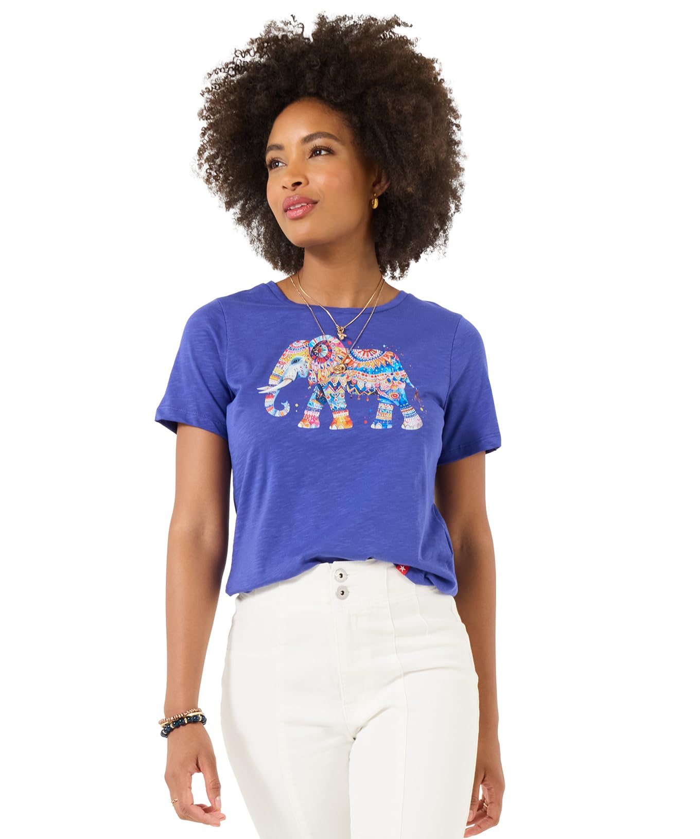 Joe Browns Women's Blue Bold Elephant Print Graphic Tee In Size 18