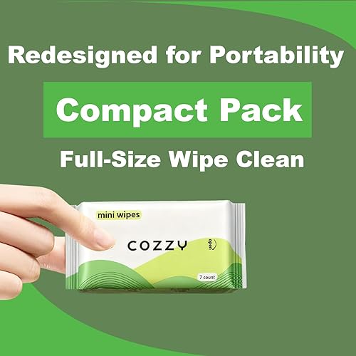 Miniatura 7 de COZZY Mini toallitas de viaje ultracompactas, suaves y agradables al tacto, sin perfume, sin alcohol, sin parabenos, ideales para adultos, niños y