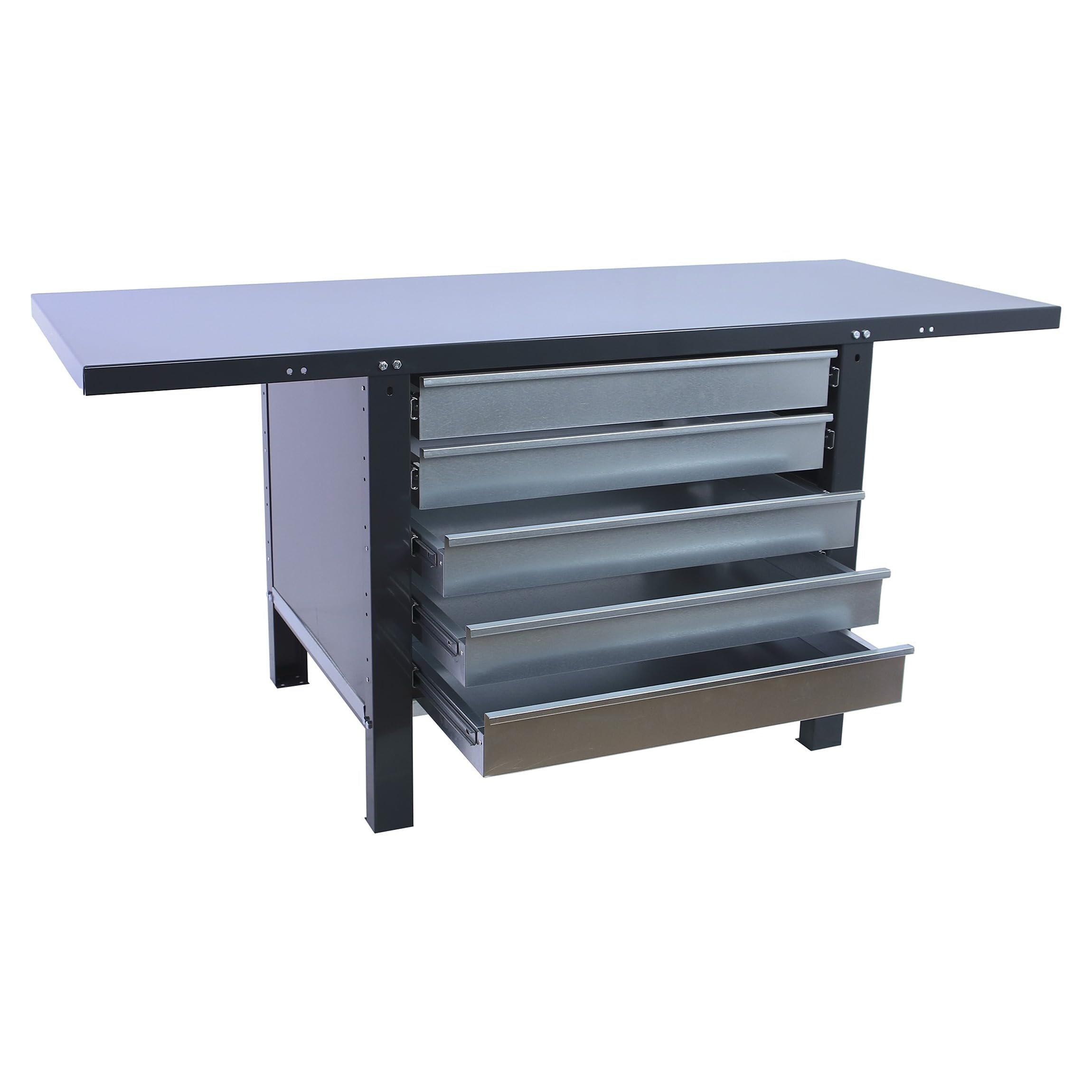 SimonRack Banco de Trabajo Taller, Capacidad Carga 700 kg, 830x1800x730 mm, Mesa de Trabajo, 5 Cajones, Antracita - BT6 PRO | Capacidad Carga 700 kg, Pintura anticorrosión, Uso Industrial, Antracita