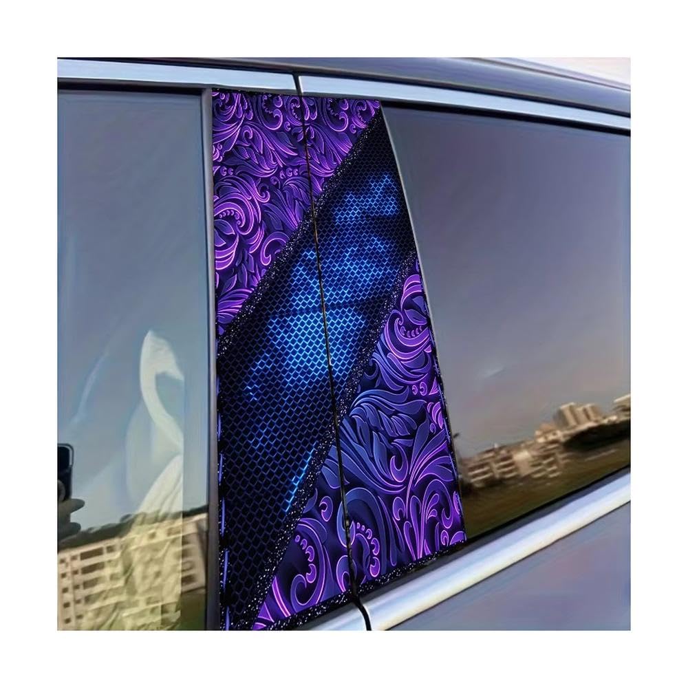 Decorative Items 2pcs Car Door Post Decals Filigree Pattern Glossy Material Protective Film