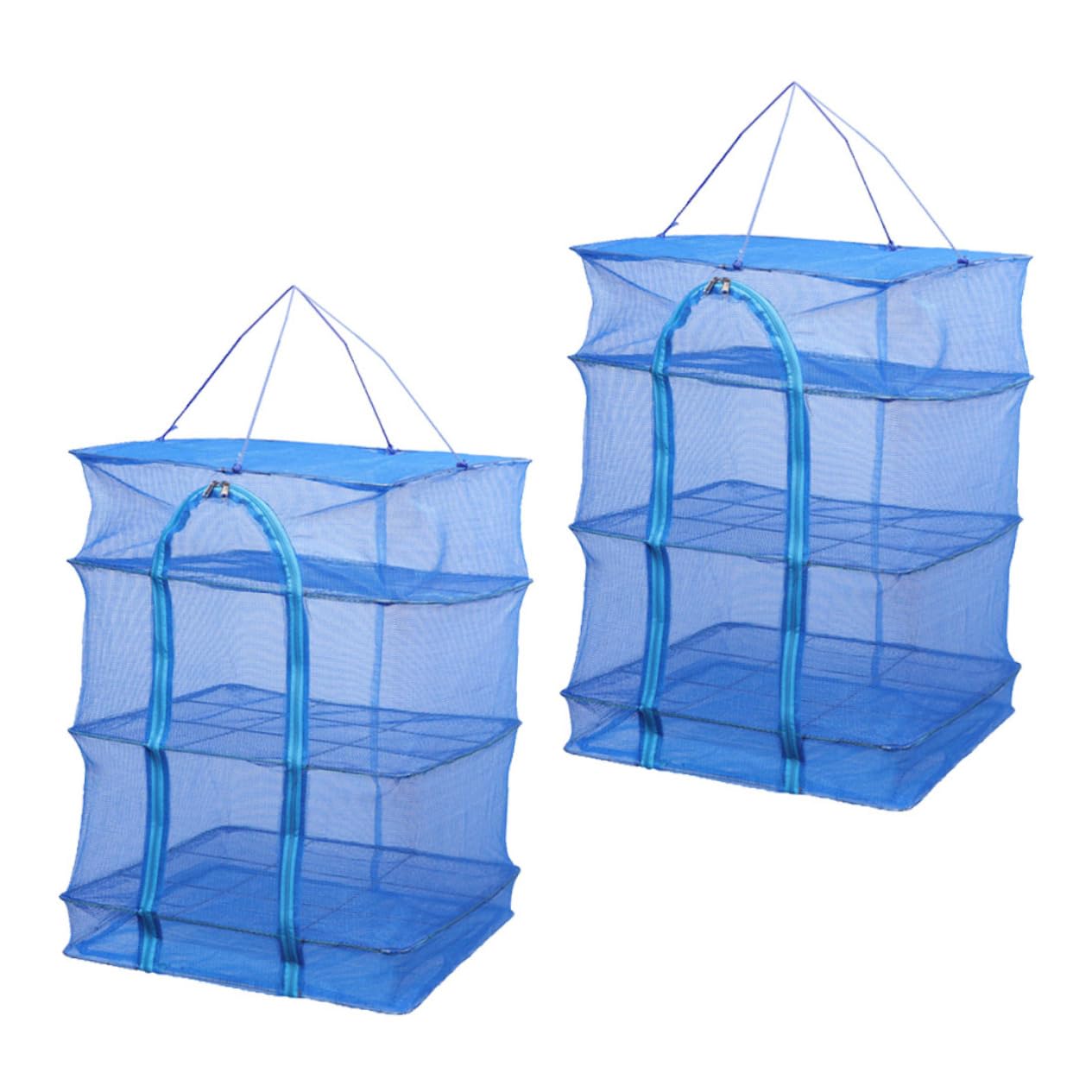 Alipis Filet Trois Couches Pliables Bleu en Nylon 2pcs Suspendu de Séchage Séchage Rapide et Robuste pour Plantes et Aliments en Intérieur et Extérieur
