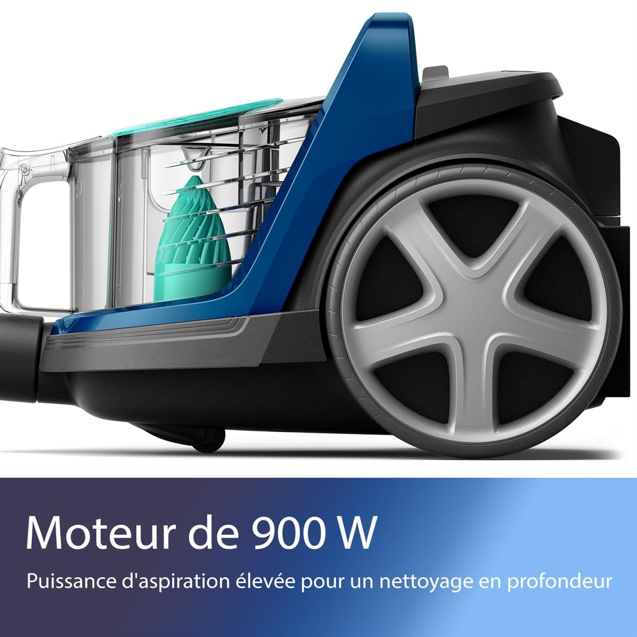 PHILIPS 5000 Series Aspirateur sans Sac - Moteur De 900 W; Technologie PowerCyclone 7; Filtre Antiallergique H13 ; Buse TriActive LED, Compact Et Léger (FC9557/09)