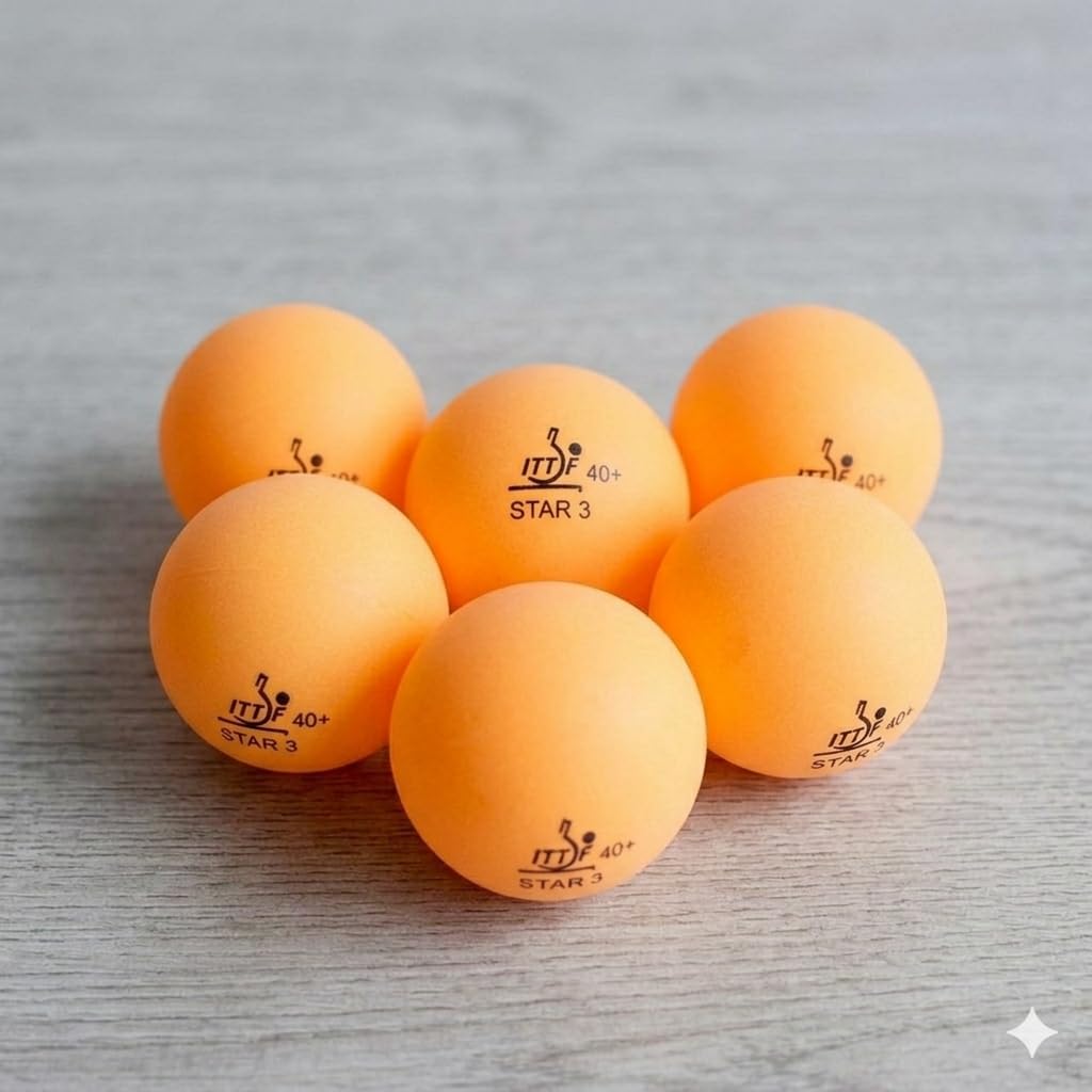 ITTF 3 Star Table Tennis Balls, Orange, 40+ Size, Pack of 6-image-21
