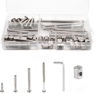 49 PCS M6-1.0x20/40/50/60/70/80 mm Hex Socket Head Cap Screw Barrel Nuts Assortment Kit with Wrenches for Crib Bunk Bed Furniture Cot, Bunk Bed Replacement Hardware