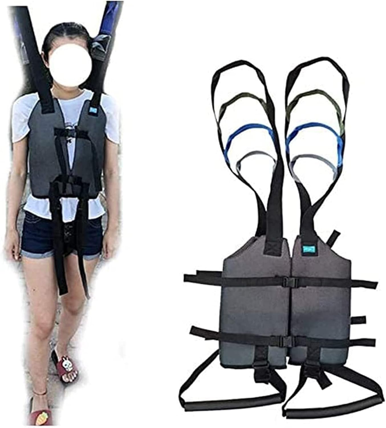 Patient Lift Slings Drive Standing Leg Trainers Exercise Thigh Hip Waist Lumbar Supports Walking Standing Aids Transfer Belt with Padded Chest Buffer, Rehabilitation Aids for Patients
