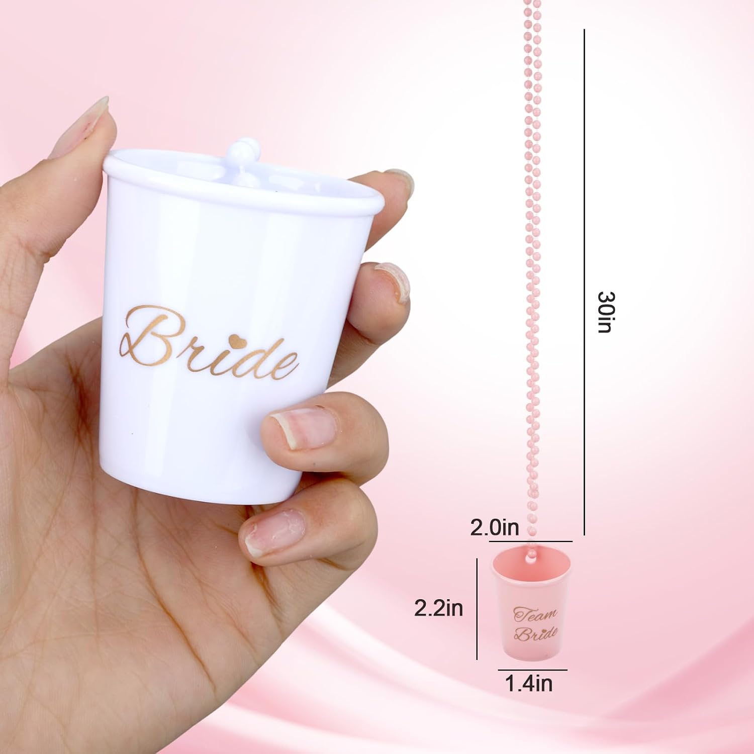 12 Pcs Shot Glass Necklaces Bachelorette Party Decorations with 1 White and 11 Black/Pink Bridal Shower Accessories Engagement Party Favors Team Bride Cup Necklaces