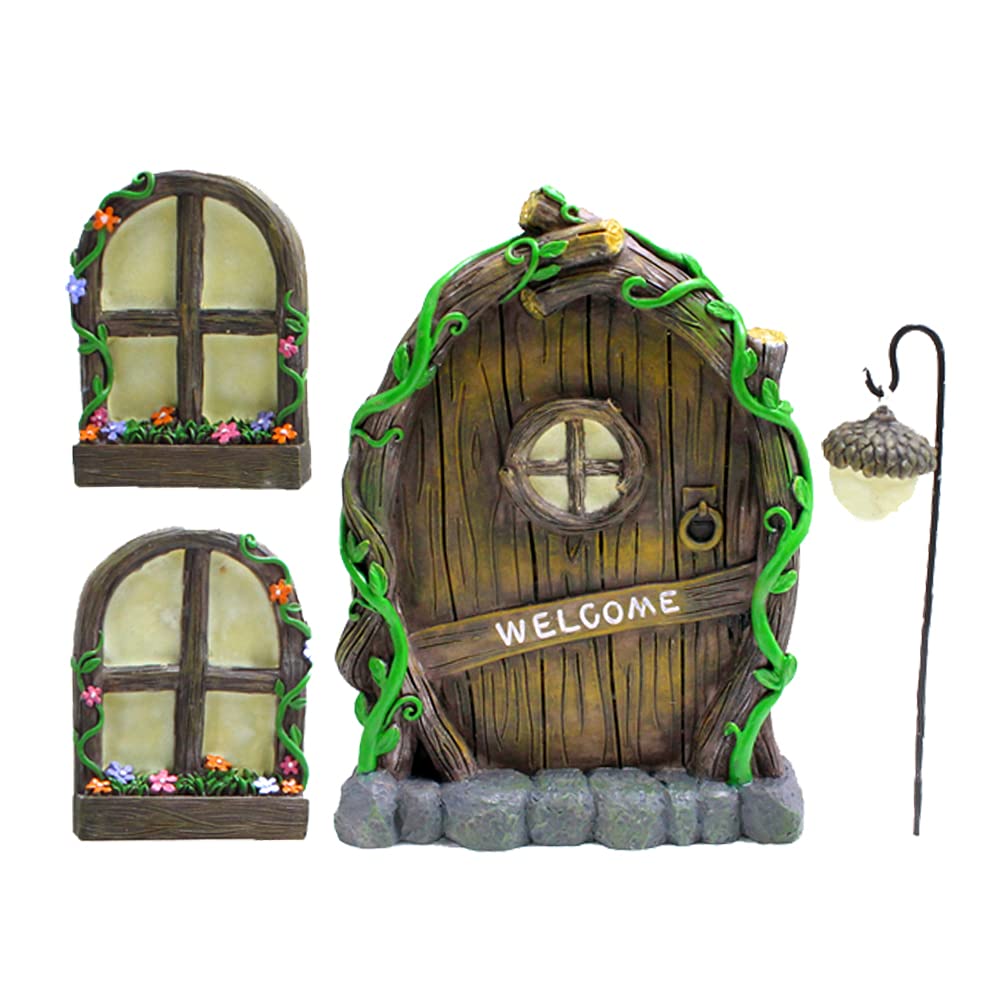 Meyas Outdoor Statues Garden Sculptures Decoration, Miniature Fairy Mystical Garden Window and Door - Image 2