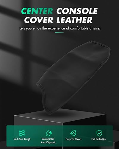 Miniatura 2 de SCITOO Cubierta de piel de repuesto para reposabrazos de cuero negro para Ford para consola central Ranger 2019-2021