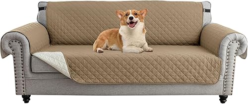 UNBBRRL Funda de sofá reversible para perros y gatos, funda impermeable para muebles para mascotas y niños, protector de sofá con correas elásticas