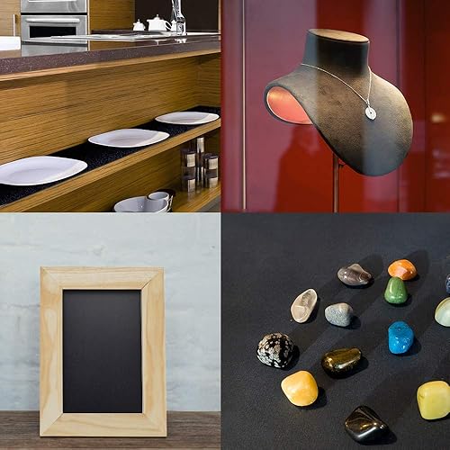 Miniatura 5 de Forro de papel autoadhesivo de terciopelo para cajones de joyas, tela para manualidades, despegar y pegar, negro, forro de terciopelo suave para