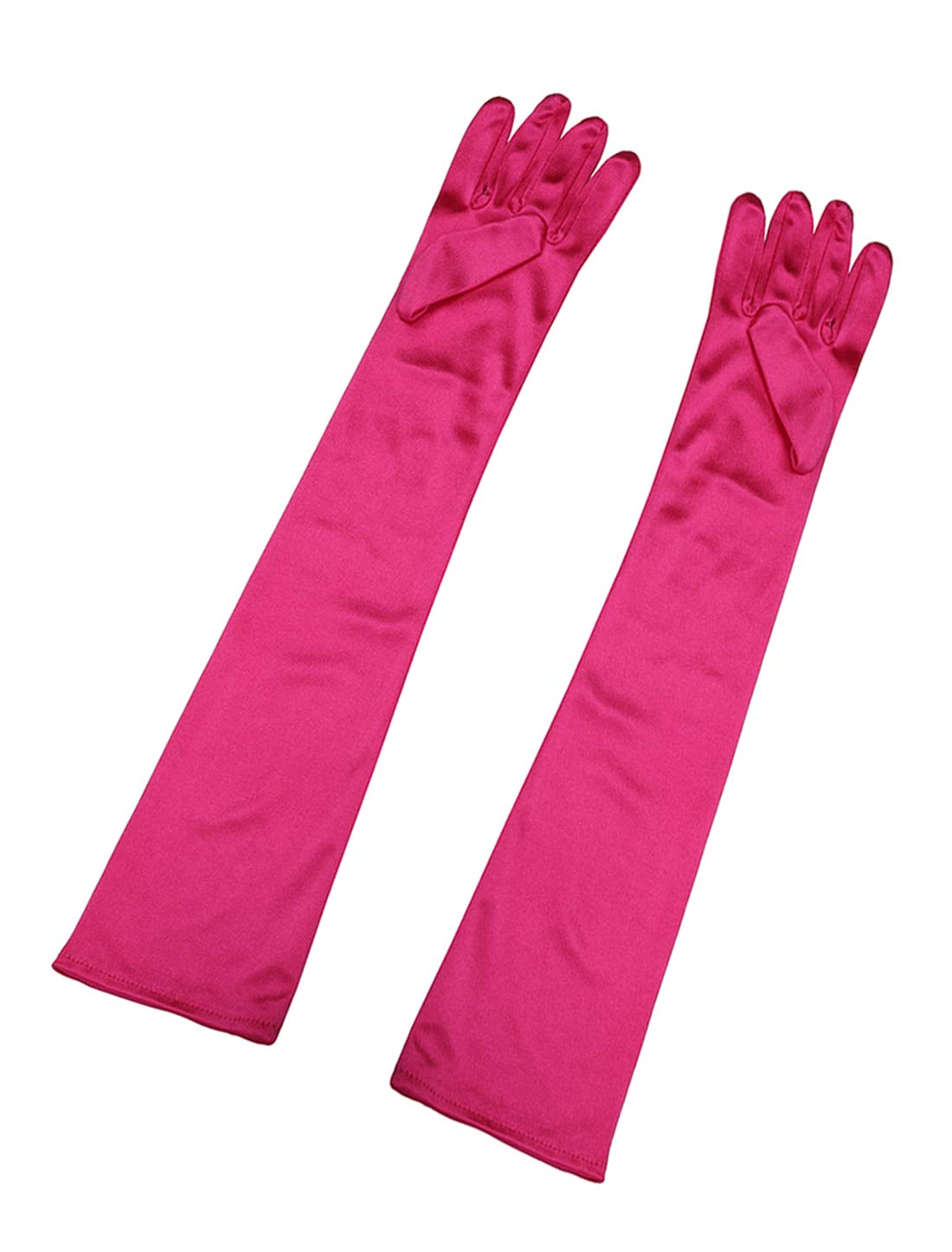 Allegra K sourcingmap Women's Long Gloves 1920S Evening Party Full Finger Mittens Elegant Opera Glove Fuchsia 1 Pair