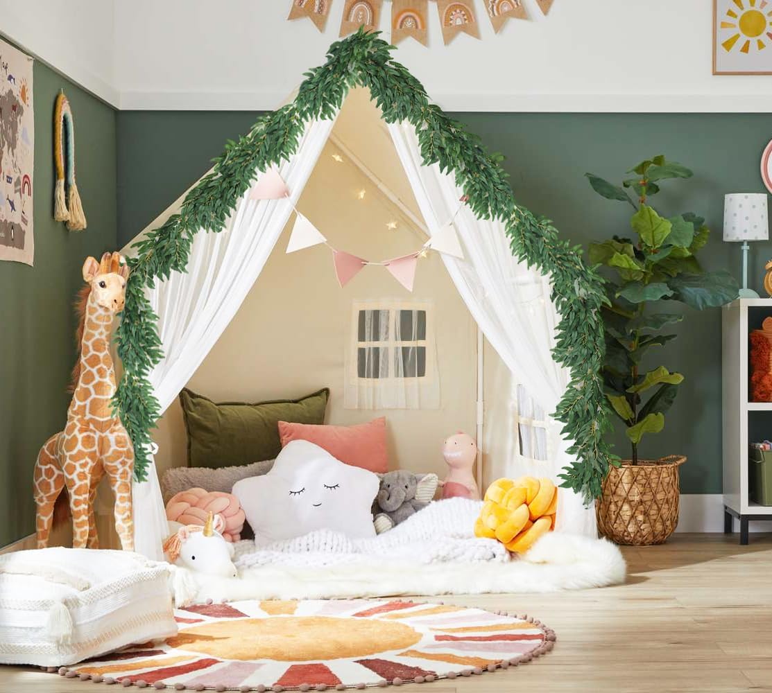 RECUTMS Artificial Willow Leaves Vine Twigs 2Pcs 6Ft Fake Hanging Plant Silk Willows Leaf Ivy Garland Faux Italian Ruscus Greenery Indoor Outdoor Wedding Arch Jungle Beach Birthday Party Garden Decor - Image 8