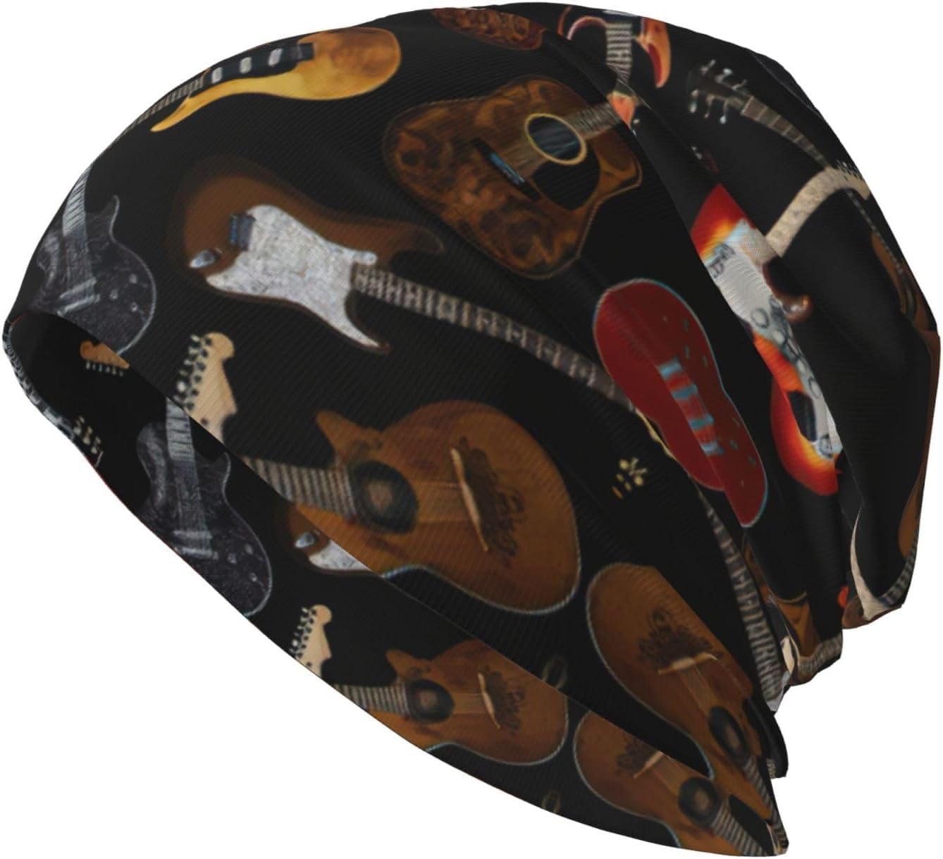 Beeoficepeng Unisex As Picture Skull Cap,Guitars,Knitted Hat Polyester Balaclava Slouchy Beanie Hat Running Hat