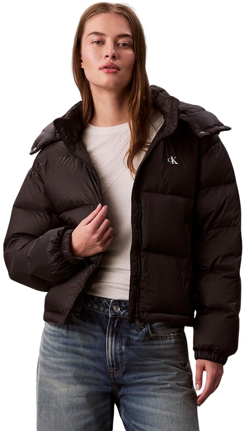 Calvin Klein Piumino trapuntato con cappuccio - Donna Essential Midweight in Nero, L