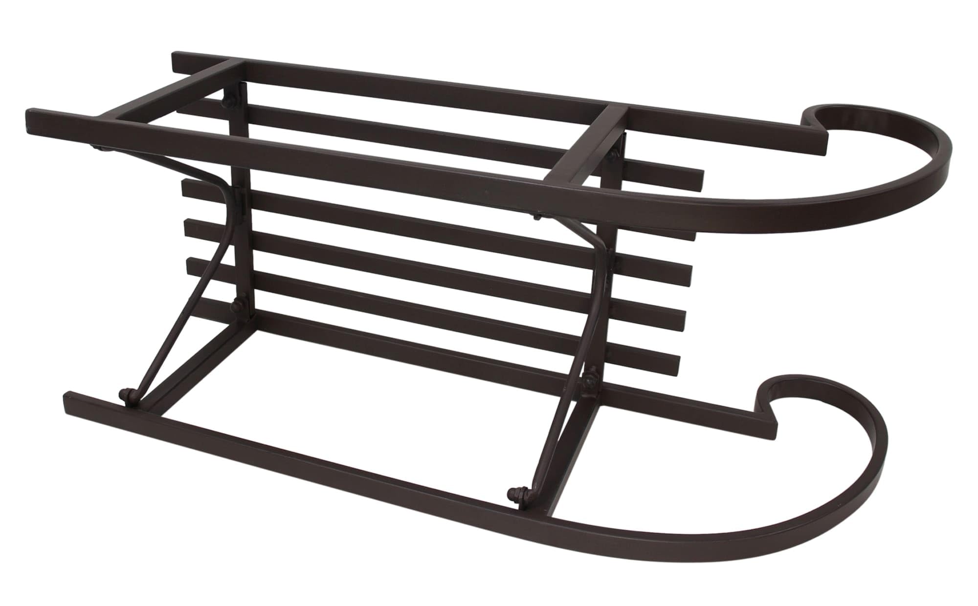 Dekoleidenschaft Großer Schlitten Klassik aus Metall, braun, 80 cm lang, Dekoschlitten Retro Design, Weihnachtsdeko, Winterdeko, Gartendeko für Draußen
