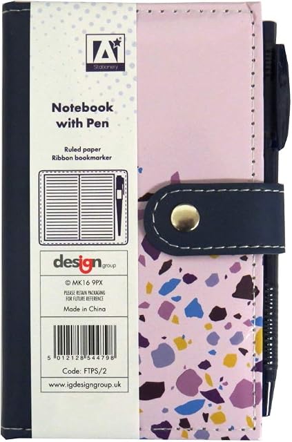 Slim Faux Leather Pocket Closing Notebook with Pen - Falling Colours