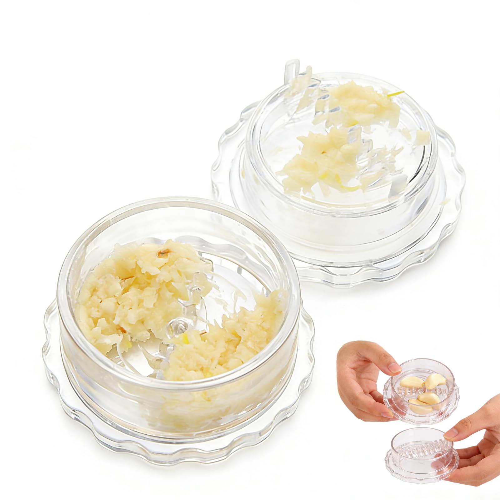 Eastrise Rotary Garlic Twist Crusher Mincer - 18 Gear Teeth, Large Capacity, Leak-Proof Design, Easy Twist to Mince Garlic, No Mess, No Flying Cloves, Dishwasher Safe (1)