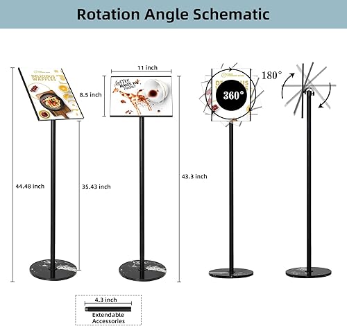 Miniatura 3 de HANPIU Soporte para letreros de 8.5 x 11 pulgadas, soporte giratorio para letreros de exhibición, soporte para promociones de supermercados de