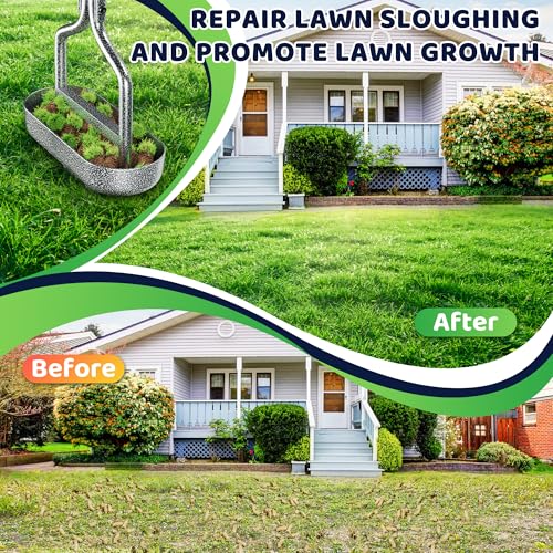 SUNEOWALY Rasenlüfter, Manuell Aerifizierer für Rasen Hohlspoon mit Ovalem Rahmentablett, T-Griff Rasenspecht Heavy Duty Handvertikutierer Belüften für Rasen oder Hof, Schwarz Griff