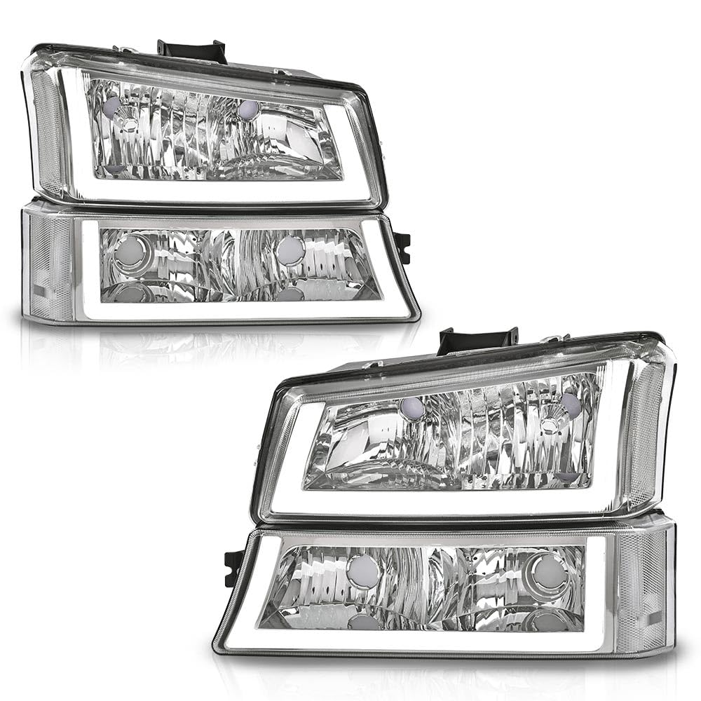 Photo 1 of LED Headlights Compatible with 2003-2006 Chevy Silverado Avalanche 1500 2500 3500 HD, Fit Models without Factory Cladding, Clear Lens Chrome Housing Clear Reflector U-LED Clear Lens Chrome Housing Clear Reflector