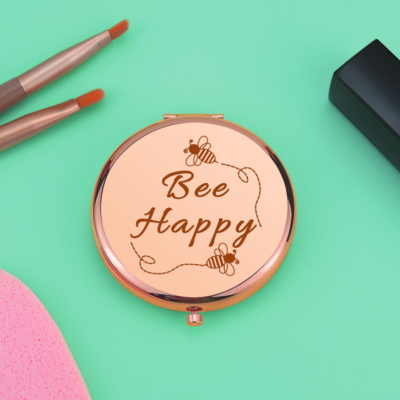 Bee Gift for Women Compact Makeup Mirror Honey Bee Lovers Gifts Inspirational Gifts Beekeeper Bee Lover Gifts for Women Girls Encouragement Gift for Daughter Travel Makeup Mirror for Friends Sister - Image 4