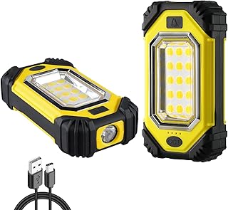 LED Strahler Akku, 1000LM Superhell LED Baustrahler Akku mit Magnet und Powerbank, 6 Lichtmodi 8000mAh Akku Arbeitsleuchte Wiederaufladbare Campinglampe für Garage Werkstatt Camping