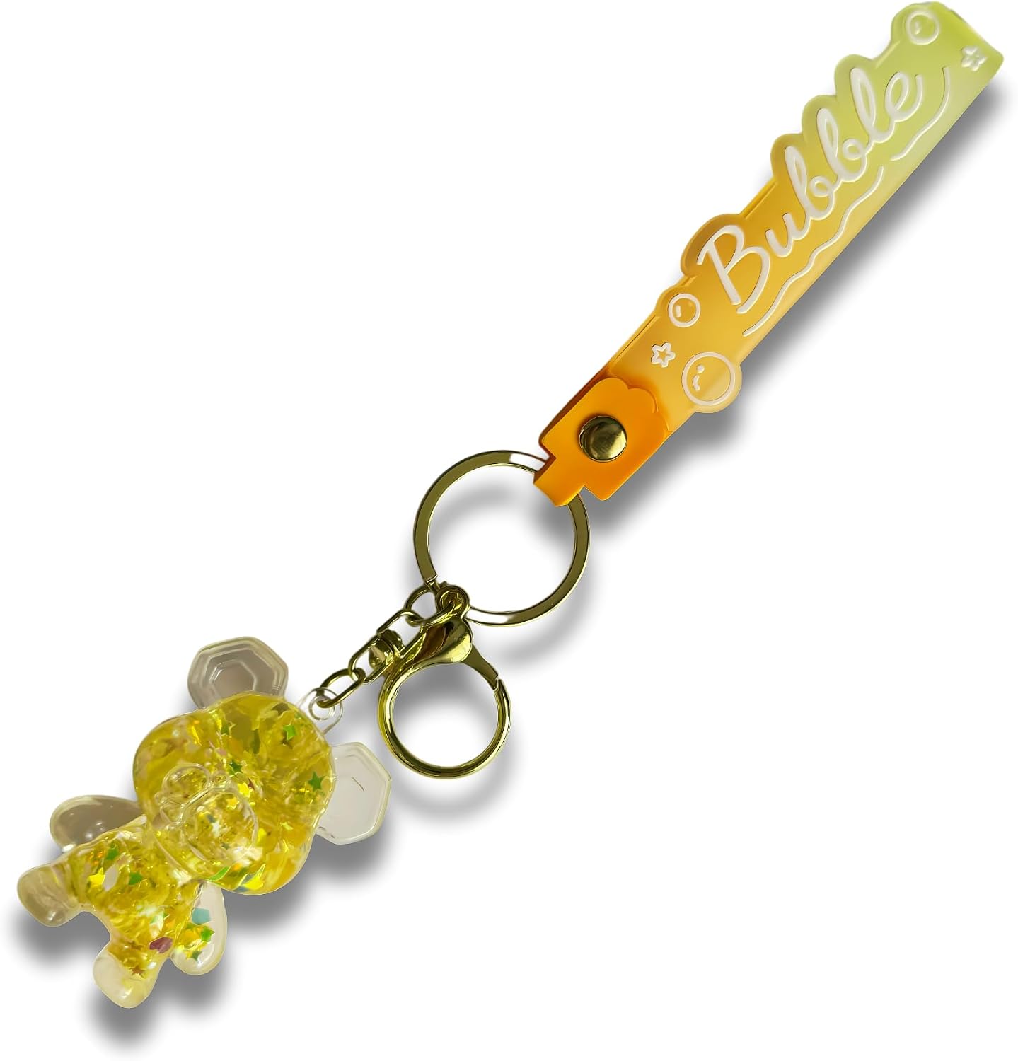 Teddy Bear Bubble Liquid Keychain – Cute Wristlet Key Holder for Women – Funny Bag Charm for Kids & Car Keys