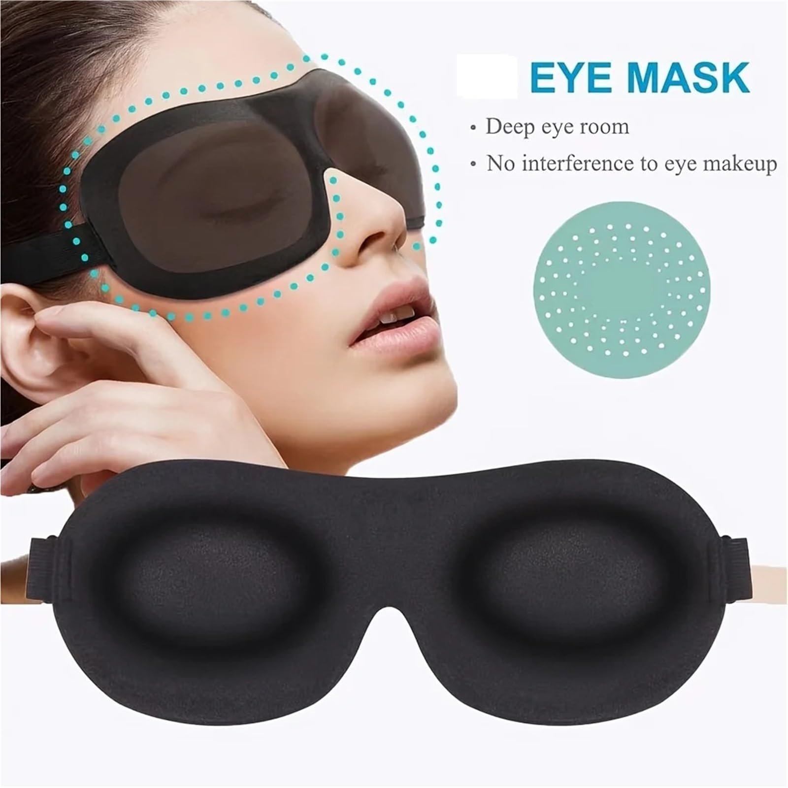 Contoured Sleep Mask Light Blocking Eye Soft Skin-Friendly Material Breathable Cover For Rest Travel Yoga(10pcs without nose black)