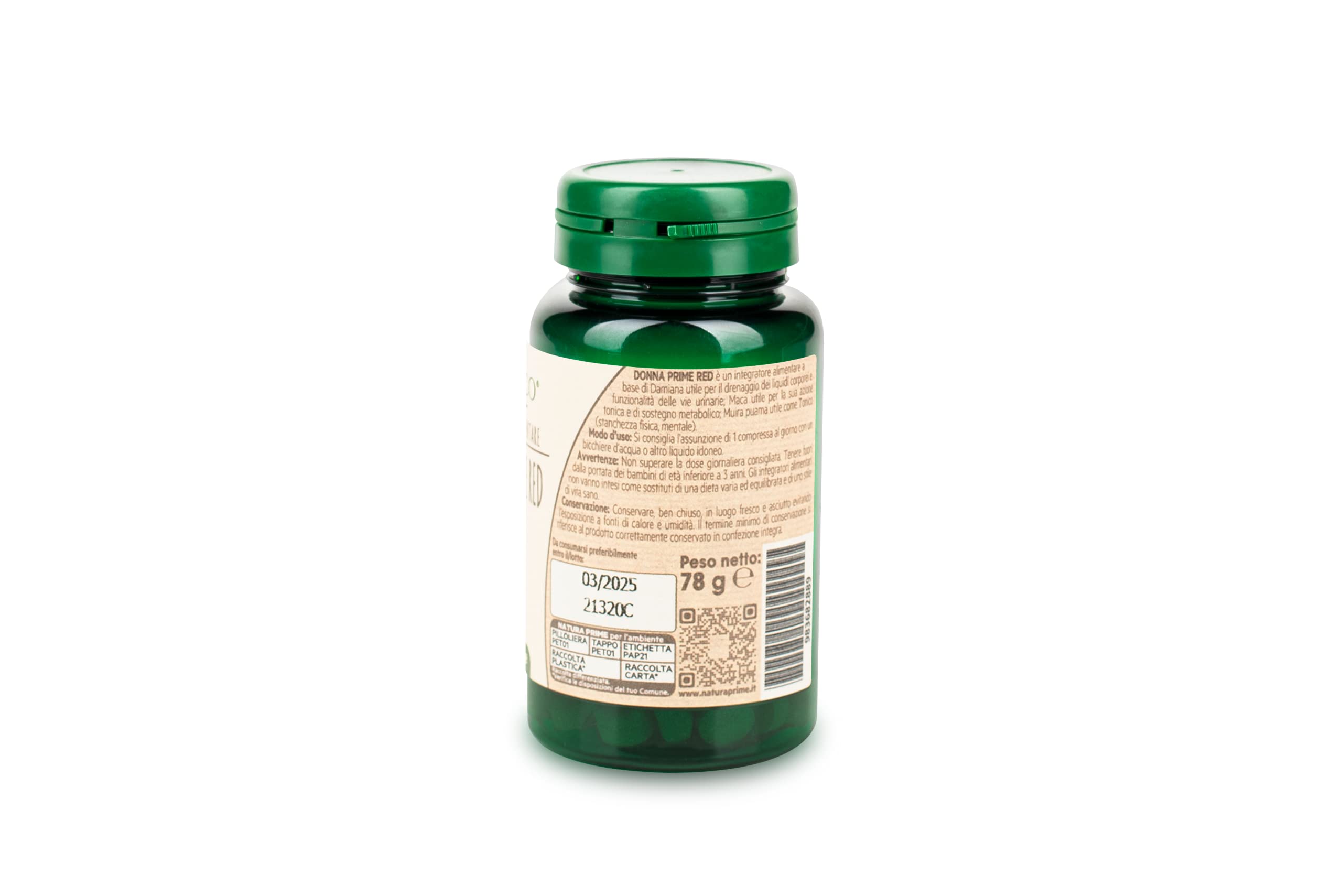 Natura Prime - Donna Prime Red - Integratore Donna Con Damiana, Muira Puama E Maca - 60 compresse Trattamento Di 2 Mesi - Vegano, Senza Glutine E Senza Lattosio