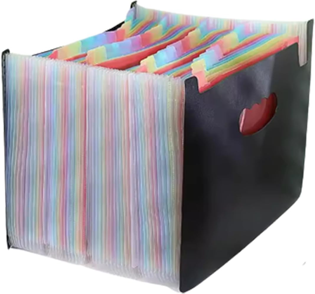 拡張式ファイルフォルダー、 A4用紙収納用ハンドル付きオーガナイザー 48ポケット
