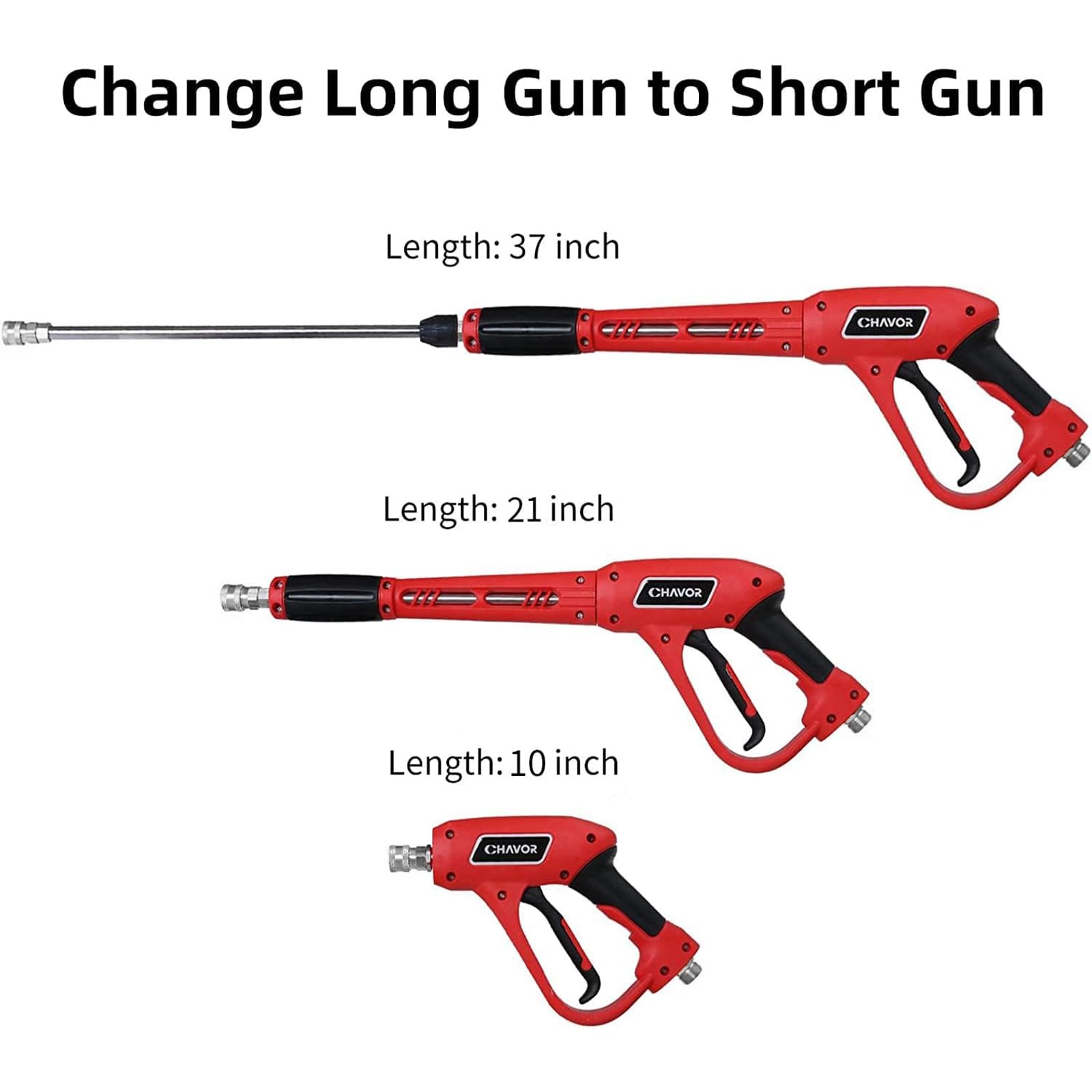 Pistola de lavado a presión con varilla de extensión de repuesto, pistola de lavado eléctrica mejorada con 5 puntas de boquilla de pulverización, accesorio M22, 37 pulgadas, 3000 PSI