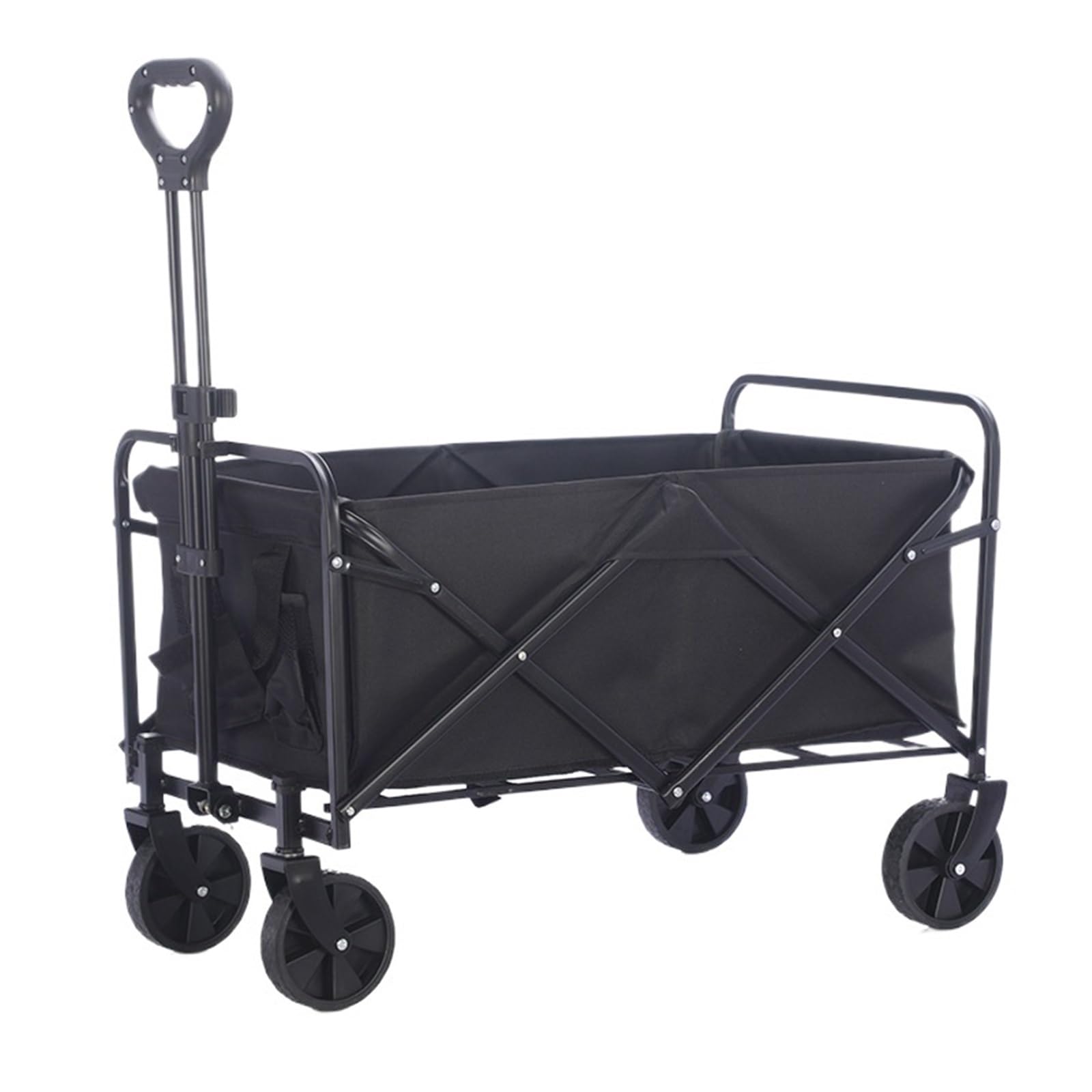 Wagons Carts Foldable, Folding Cart with Wheels Garden Supplies Carts Camping Trolley Wagon Portable Grocery Shopping,Collapsible Wagon(Black)