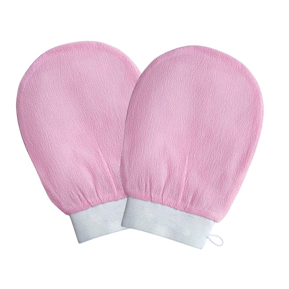 PIRU® Deep Exfoliating Gloves Pack of 2 Pink | Moroccan Kessa Bath Gloves for Dead Skin Removal, Body Scrub Mitt, Spa Exfoliating Glove for Smooth, Soft & Radiant Skin, Suitable for All Skin Types-image-31