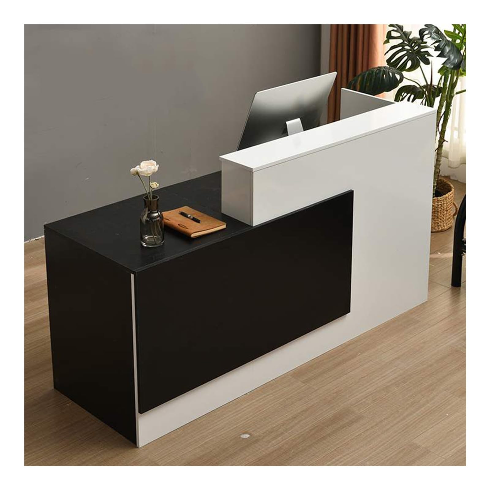 L-förmiger Emfpangstresen,Ladentische Kassentisch,Willkommensschalter,Moderner Tresen Hausbar Theke Bar Counter,mit Abschließbarer Schublade,großzügigem Stauraum(L,Left-100cm/39.4in)