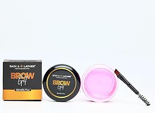 BASK & LATHER Stronghold 24-Hour Brow Gel – Clear Eyebrow Gel with Castor Oil, Argan Oil & Basil Leaf – Flake-Free, Waterproof, Smudge-Proof Eyebrow Setting for Thicker, Fuller Brows, 20mL